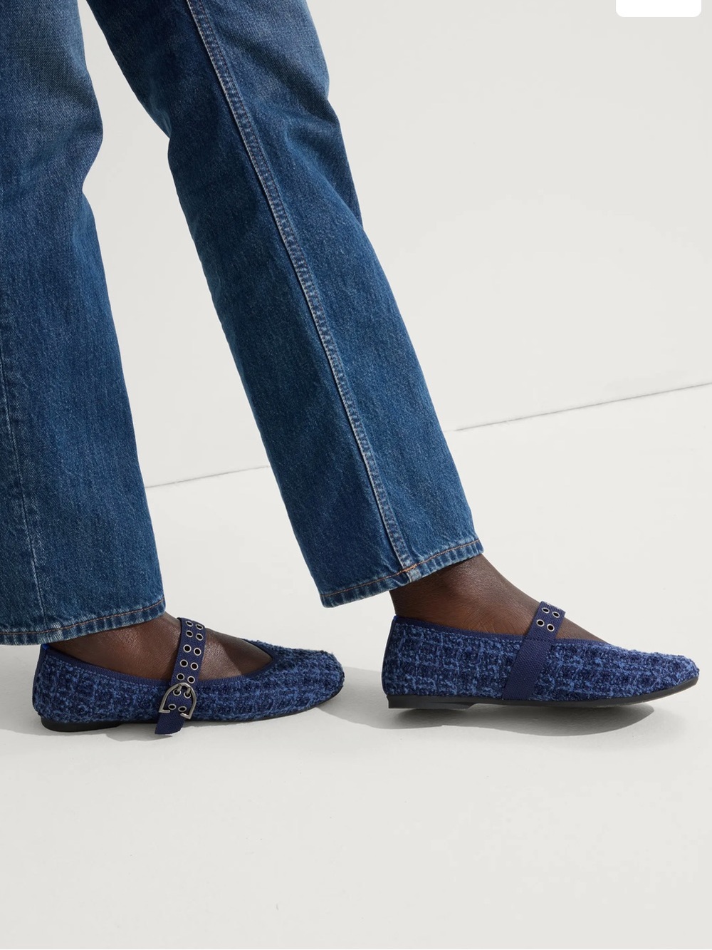 Rothy's The Max Buckle Women's Mary Janes Blue Tweed Preppy-Boho Sz. 8,5M - Picture 14 of 14